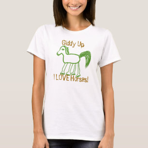 Camiseta Giddy Up Whimsical Eu Adoro Cavalos