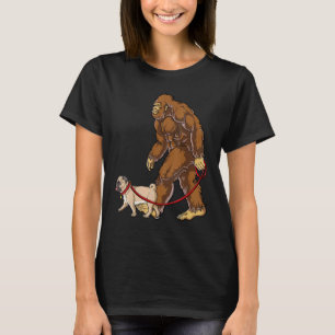 Camiseta Gif de passeio de cachorro Bigfoot Pug para homens