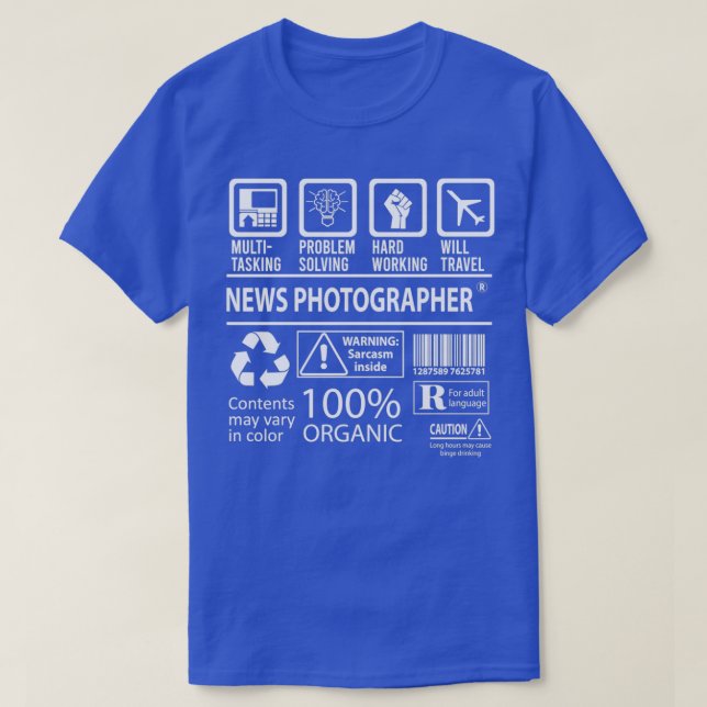 Camiseta Gif de Trabalho Certificado Multitarefa do Fotógra (Frente do Design)