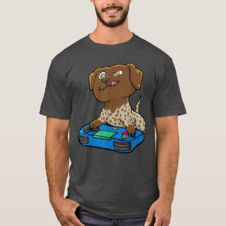 Camiseta Gif Kawaii de German Shorthaired Pointer Gamer Gam