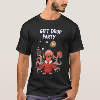Camiseta Gift Drop Party DJ Octopus Christmas Dance T-Shirt