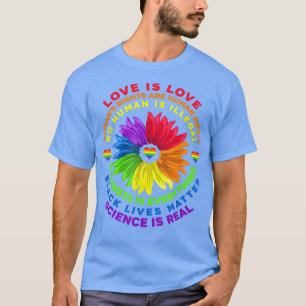 Camiseta Gift Flower Rainbow Human Black Lives Rights Scien