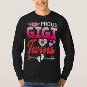 Camiseta Giga Orgulhosa De Gêmeos Vovó Floral Feliz Mãe