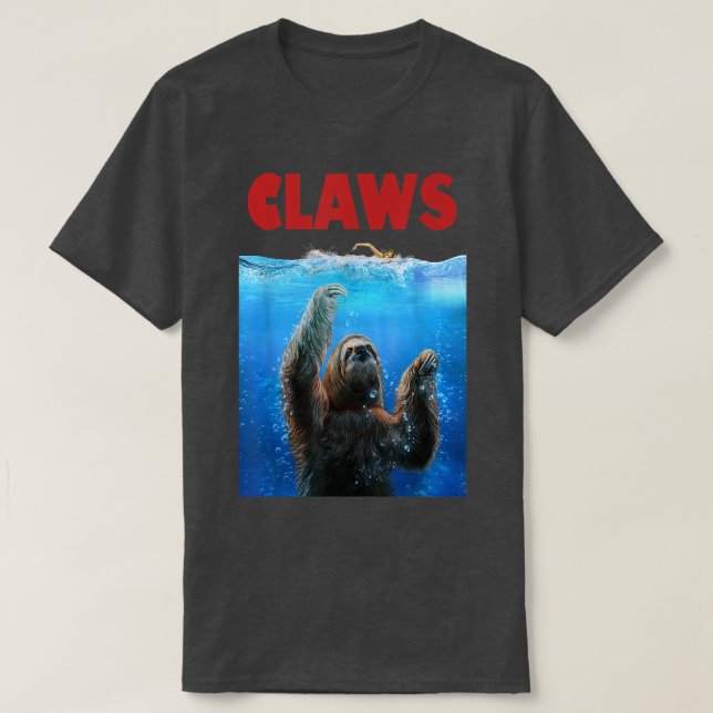 Camiseta Gigante Sloth Terrorizando Nadador, Cuidado com as (Frente do Design)