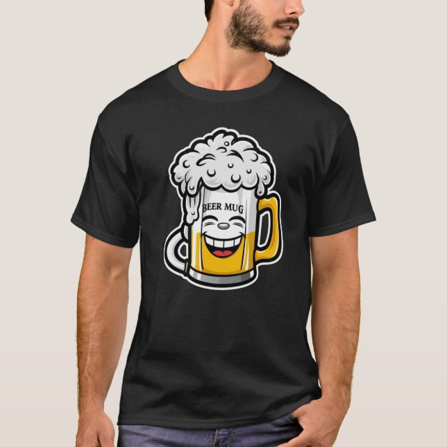 Camiseta Giggle Brew – Kawaii Beer Mug Mascot (Frente)