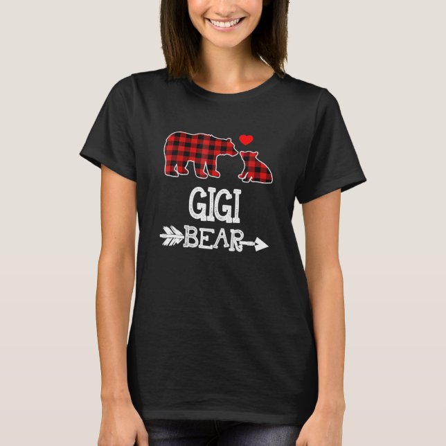 Camiseta Gigi Bear Christmas Pajama Red Xadrez Buffalo (Frente)