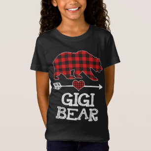 Camiseta Gigi Bear Christmas Pajama Red Xadrez Buffalo Fami