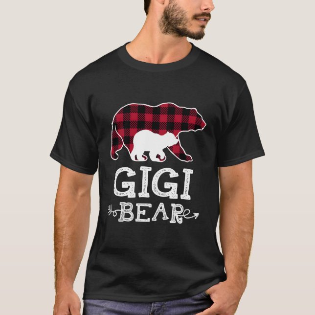 Camiseta Gigi Bear Natal Pajama Seta Xadrez Vermelha Buffal (Frente)