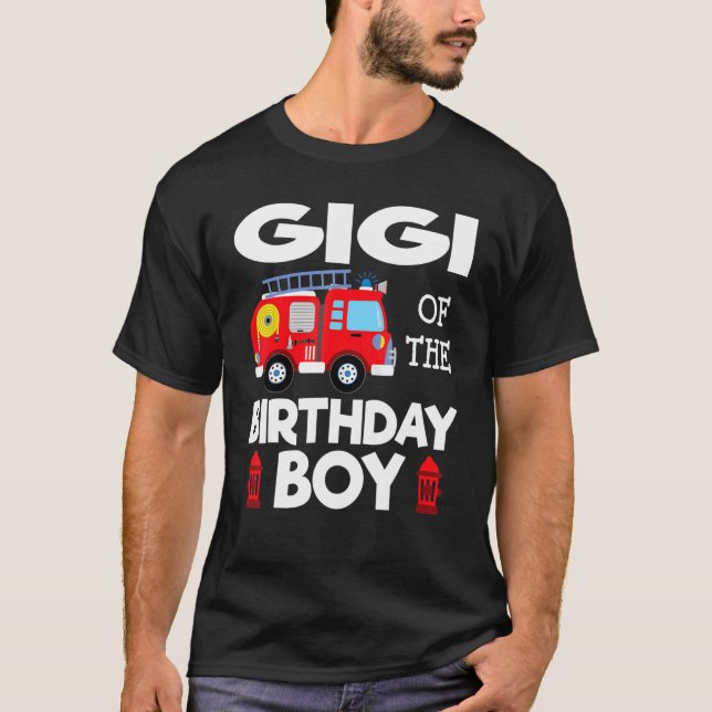 Camiseta Gigi Birthday Boy Fire Truck Toddler Bombeiro P (Frente)