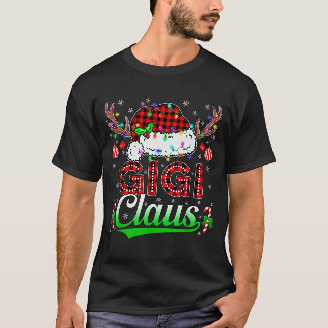 Camiseta Gigi Claus Christmas Lights Matching Family Xmas P (Frente)