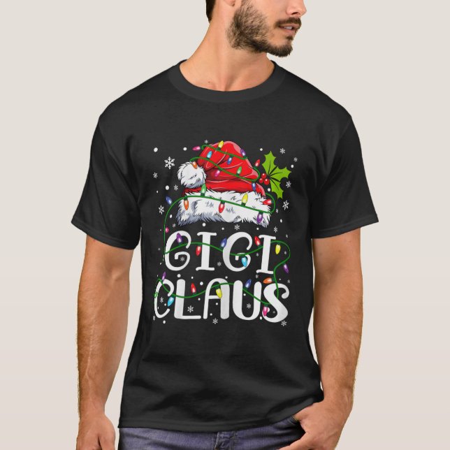 Camiseta Gigi Claus Natal Santa Hat Combinação Família Xma (Frente)