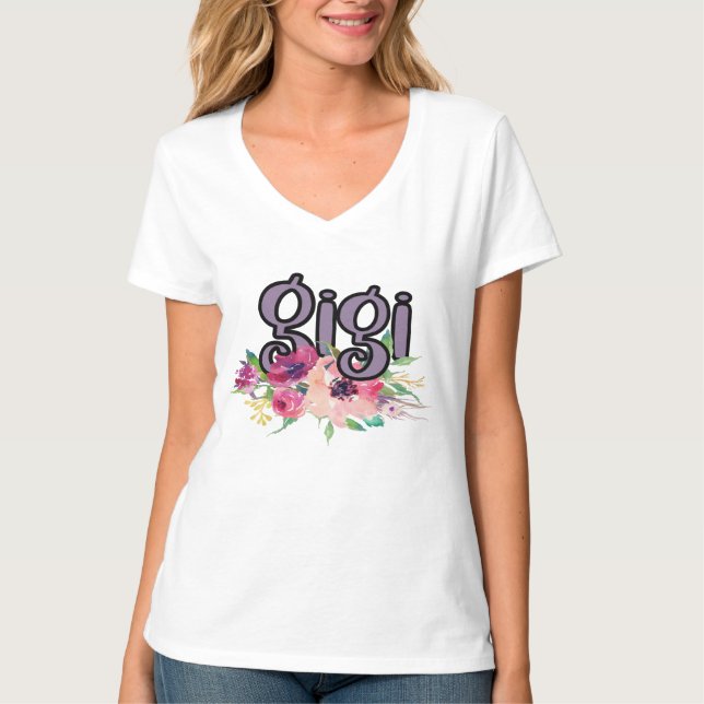 Camiseta GiGi com Flores de Aquarela (Frente)