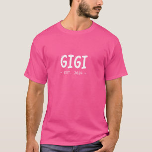Camiseta Gigi Est 2024 Lola Dia das Mães Nova Avó Gravidez