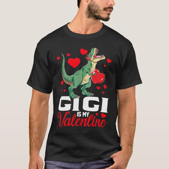 Camiseta Gigi Is My Valentine rex Saurus Happy Valentines D (Frente)