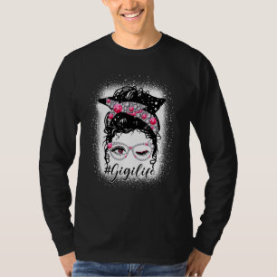 Camiseta Gigi Life Diamond Messy Bun Engraçado Gigi Mãe da 