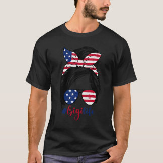 Camiseta Gigi Life Messy Bun American US Flag Patriotic 4th