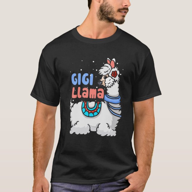 Camiseta Gigi Llama Correspondendo Famílias Presentes de Pi (Frente)