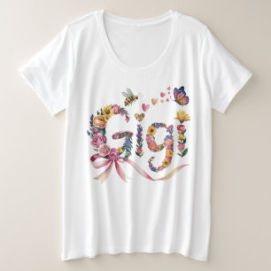 Camiseta Gigi Vovó – Camisa com Nome Floral e Laço