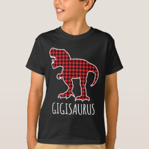 Camiseta Gigisaurus Xadrez de Búfalo Dinossauro Engraçado C