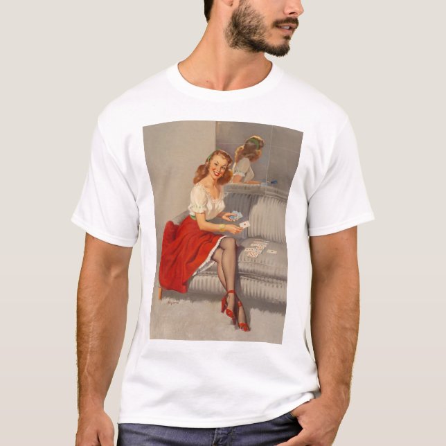Camiseta Gil Elvgren Player Retro Pin Up Girl (Frente)