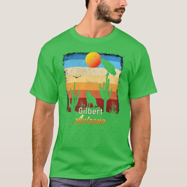 Camiseta Gilbert Arizona AZ Sunset Coyote Vulture Cactus De (Frente)