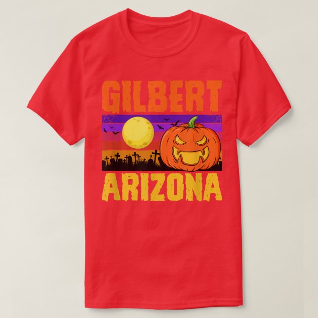 Camiseta Gilbert Arizona Happy Halloween Party Local (Frente do Design)