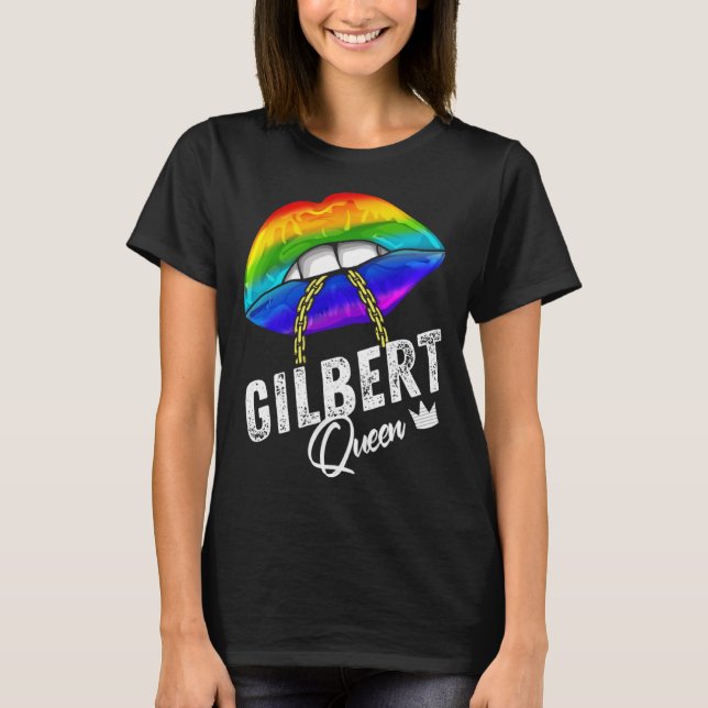 Camiseta Gilbert Queen LGBTQ Gay Pride Flag Lips Rainbow Me (Frente)
