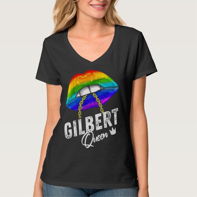 Camiseta Gilbert Queen LGBTQ Gay Pride Flag Lips Rainbow Me (Frente)