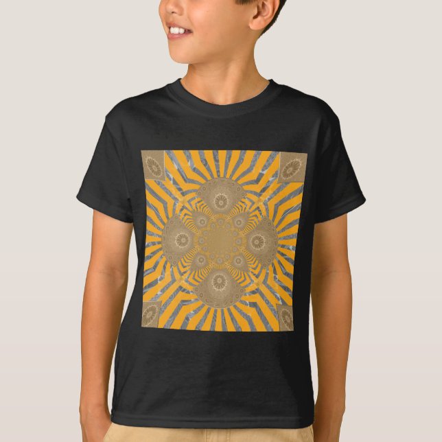 Camiseta Gilded Zephyr: Elegância em amarelo Ouro e cromo (Frente)
