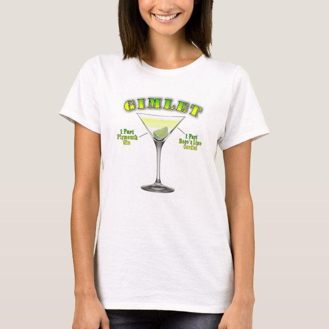 Camiseta Gimlet Martini Cocktail Recipe Art (Frente)