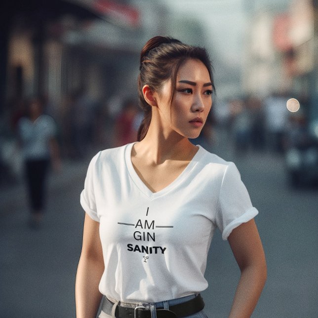 Camiseta Gin Sanity Ladies V Neck T-Shirt (Criador carregado)