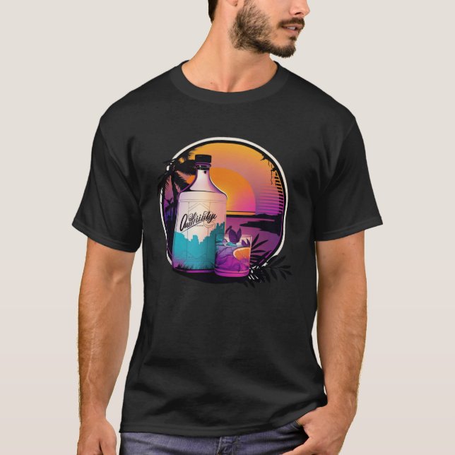 Camiseta Gin Synthwave 80s Retrowave Aesthetic (Frente)
