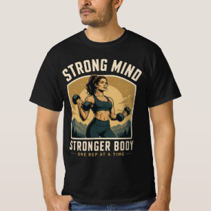 Camiseta Ginásio de Motivação de Design de Corpo Mais Forte