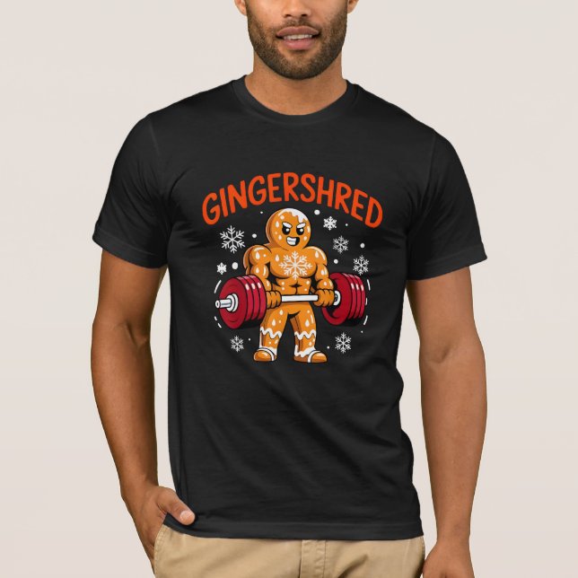 Camiseta Ginásio de Natal Biscoito de Gengibre Diversão Tre (Frente)
