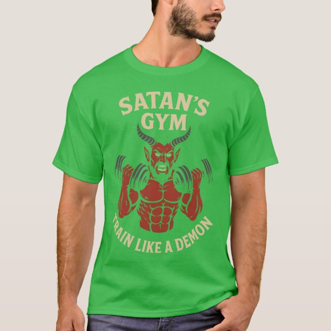 Camiseta Ginásio do Satanás Treine Como um Demônio Paródia  (Frente)