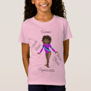 Camiseta Ginasta Afro-Americana, Olhos Castanhos, Leo Roxo