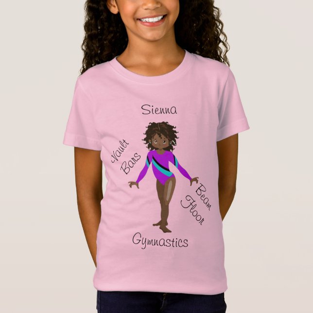 Camiseta Ginástica Afro-Americana, Olhos Marrons, Leão Roxo (Frente)