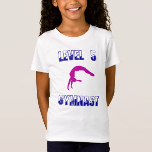 Camiseta ginástica Azul de ginástica e Magenta de Nível 