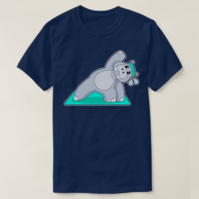 Camiseta Ginástica de Ioga de Hipopótamo (Frente do Design)