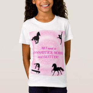 Camiseta Ginástica De Meninas, Cavalos, Camiseta-T