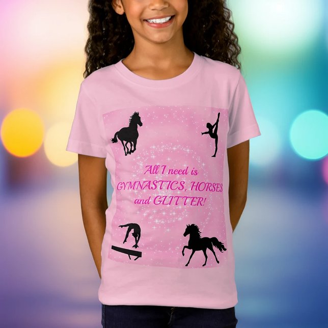 Camiseta Ginástica De Meninas, Cavalos, Camiseta-T (Criador carregado)