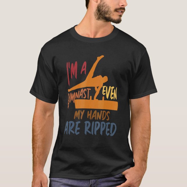 Camiseta Ginástica Eu sou um ginasta, até minhas mãos estão (Frente)