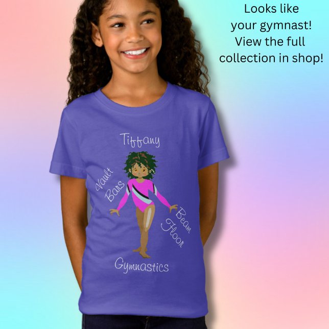 Camiseta Ginástica Hispânica, Olhos Marrons, Fuchsia Leotar (Criador carregado)