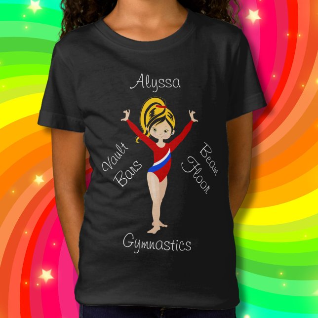 Camiseta Ginástica Preta / Loura, Olhos Hazel, Leotard Verm (Criador carregado)