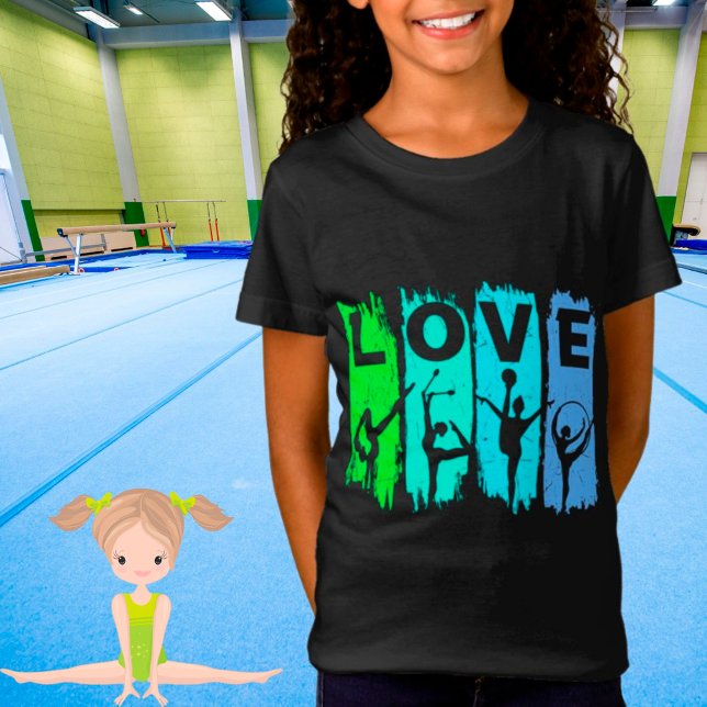 Camiseta Ginástica Rítmica Amor em T-Shirt Verde e Aqua (Criador carregado)