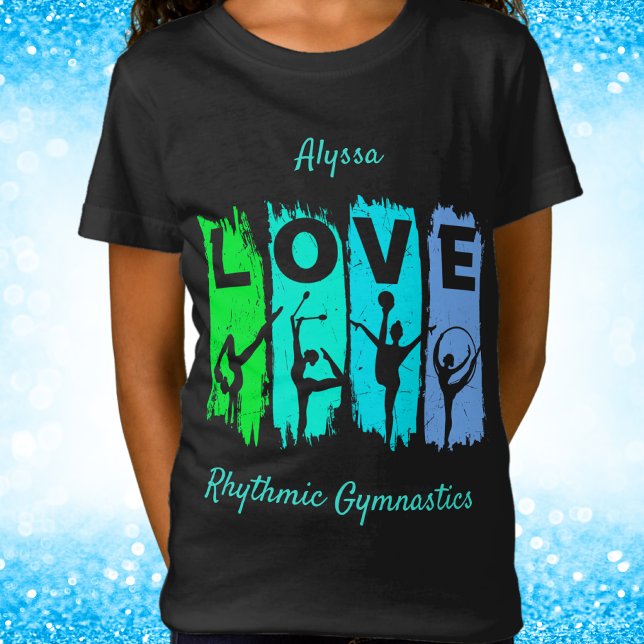 Camiseta Ginástica Rítmica Amor em Verde e Aqua (Criador carregado)