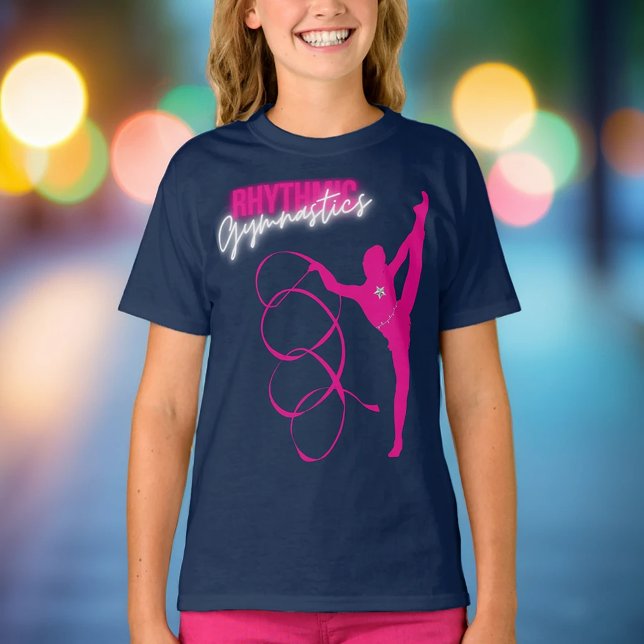 Camiseta Ginástica Rítmica Fita Rosa Quente (Criador carregado)