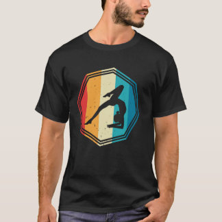 Camiseta Ginástica Silhueta Pôr do Sol Retro Ginasta