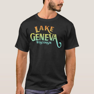 Camiseta Ginebra do Lago Wisconsin Retro Envelhecido