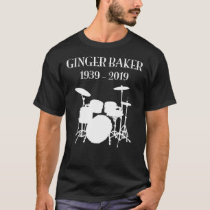 Camiseta Ginger Baker RIP 1939-2019 com tambores Classic T-